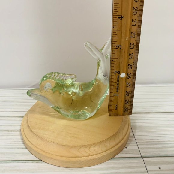 Art Glass Yellow Green Glass Dolphin Figure - Picture 5 of 6